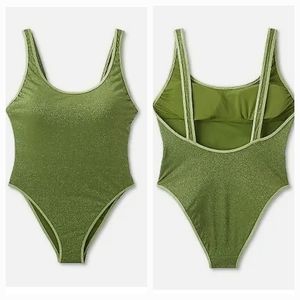 Fe Noel Target X Women's size M Metallic High Leg Cheeky 1 Piece Swimsui…